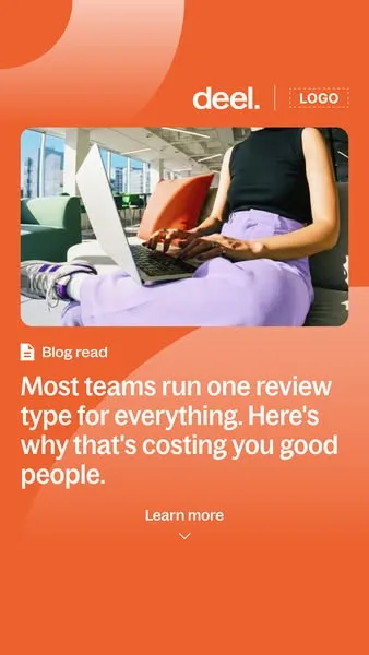 Deel static image ad: The right review at the right time, triggered automatically. Here's how to stop building performance cycles from scratch.