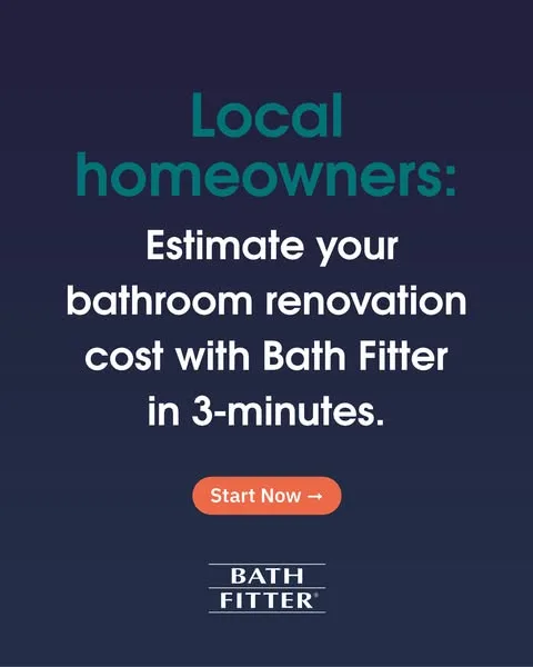 Bath Fitter text-led statement ad: 🛁 What would a new tub or shower cost you?