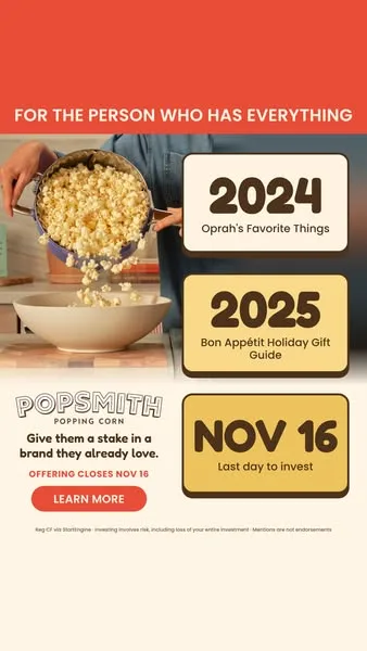 Popsmith static image ad: Your chance to own a stake in Popsmith is ending soon! When the round closes on November 16, so does this chance to own a piece of Popsmith at $2.16…