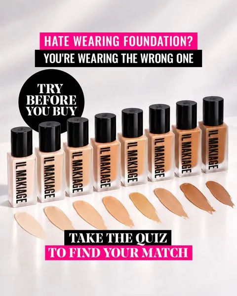 IL MAKIAGE product showcase ad: If you’ve ever wondered why most foundations fail, THIS is why. It's because you picked the shade under store lighting, on your wrist, or you…