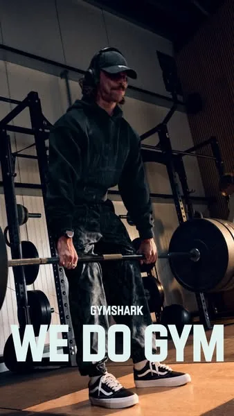 Gymshark static image ad: We're the gym brand. Of course we're gonna show up alongside you all season.