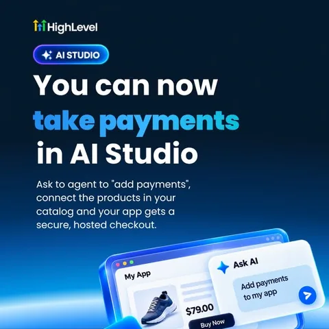 HighLevel carousel ad: Describe what you want. Get a working website, landing page or form in minutes. Get AI Studio with HighLevel free trial