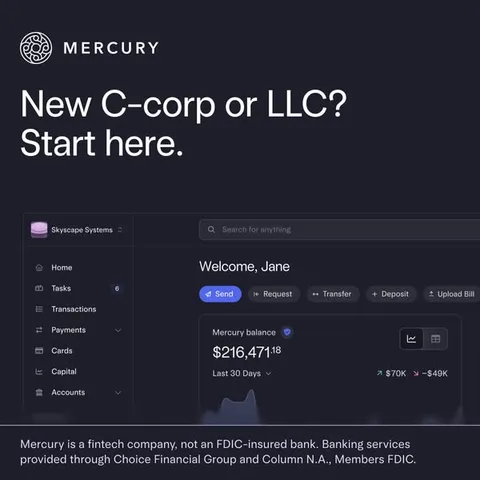 Mercury static image ad: You just set up your company. Now choose a banking platform built for how you actually operate.