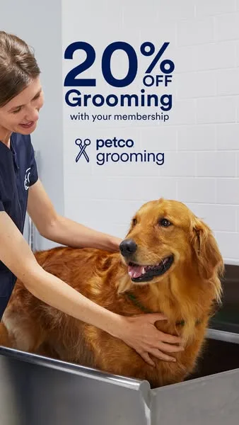 Petco static image ad: This is your sign to book the groom & use your membership perk!