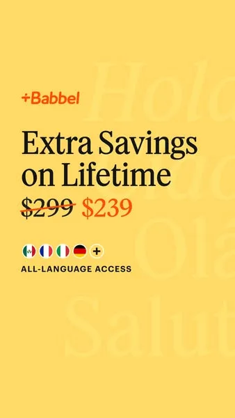 Babbel static image ad: Start speaking in as little as 3 weeks! 🏆