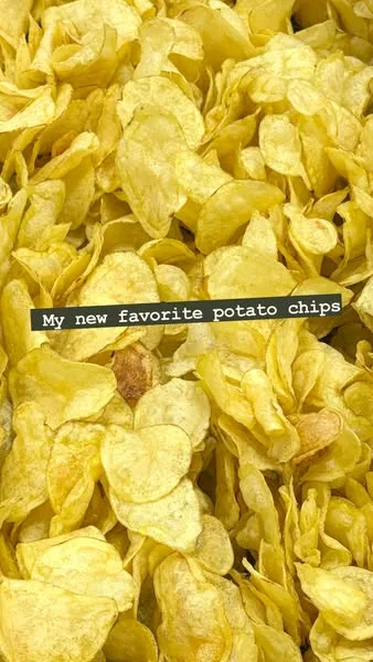 Graza static image ad: Meet Graza Homestyle Potato Chips: Crispy, golden potato chips cooked in 100% Extra Virgin Olive Oil!