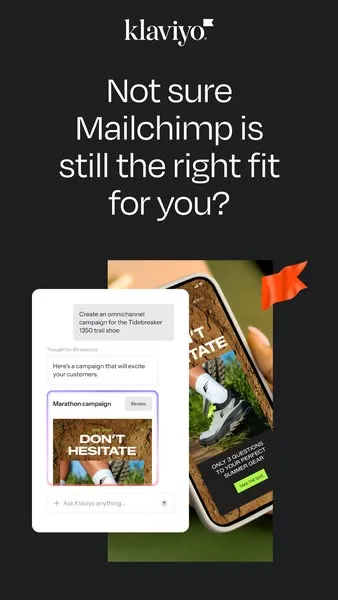 Klaviyo static image ad: Change can be good. Get your new marketing up and running fast with ready-to-use templates, automation & AI to help you.