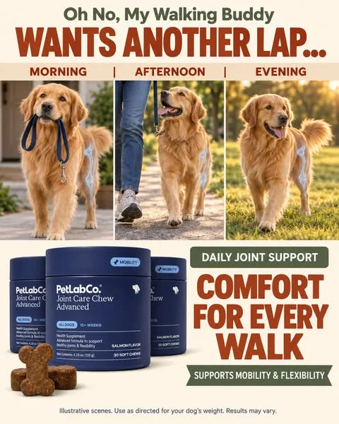 PetLab Co. product showcase ad: Join a global community of dog owners who trust PetLabCo.® for their dog's joint health.