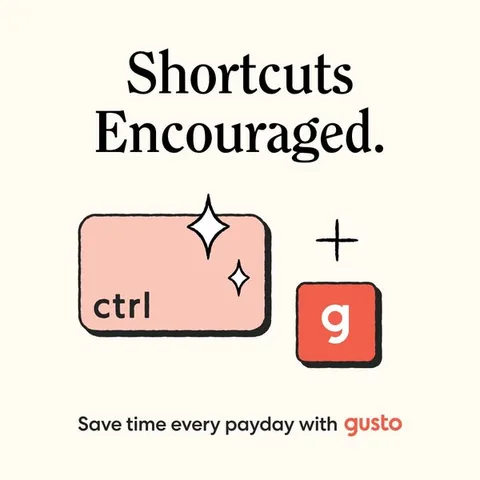 Gusto static image ad: Gusto’s all-in-one payroll platform makes it easy to hire, pay, and manage your team.