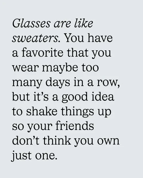 Warby Parker text-led statement ad: Designed in New York and crafted with premium materials.