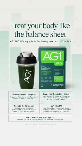AG1 static image ad: Sold out after launch. It's back (for now).