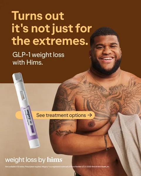 Hims static image ad: Get Wegovy® with Hims, along with personalized care that actually puts you first.