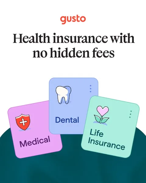 Gusto static image ad: No hidden fees, no guesswork. Just clear pricing, expert guidance, and plans that fit your team.