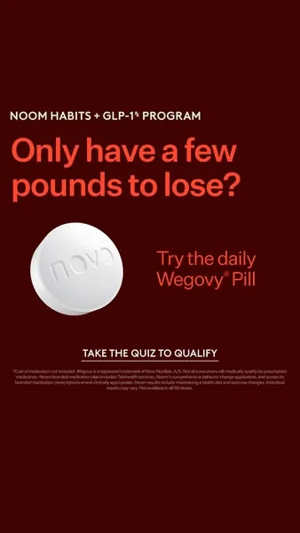 Noom static image ad: Start losing weight today with a program that works with your lifestyle. 🙌