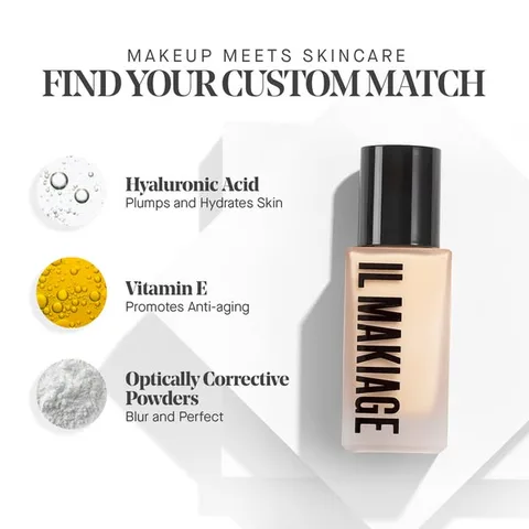 IL MAKIAGE static image ad: "Il Makiage Woke Up Like This Flawless Base Foundation is a hydrating, lightweight, must-try product. Adding it to your makeup collection might…