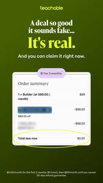 Teachable static image ad: Not sure it's real? ✅ This is our checkout.