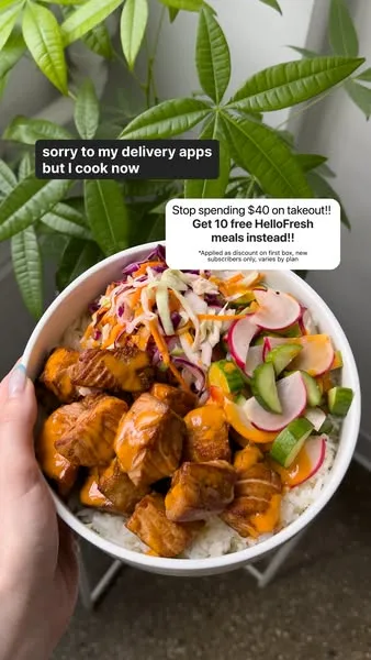 HelloFresh static image ad: Why pay more for takeout? HelloFresh brings your favorite flavors home, without the wait or surprise fees. 🏡 Sign up today and get 10 FREE meals +…