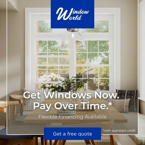 Window World static image ad: Upgrade today, pay over time. Energy-saving windows with financing built for your budget. Get a quote!