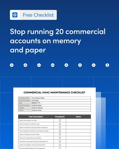 ServiceTitan checklist / educational ad: Strong commercial relationships start with clear expectations on every visit.
