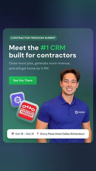 DripJobs static image ad: Imagine closing more contractor jobs, running the business, and still making time for a hobby.