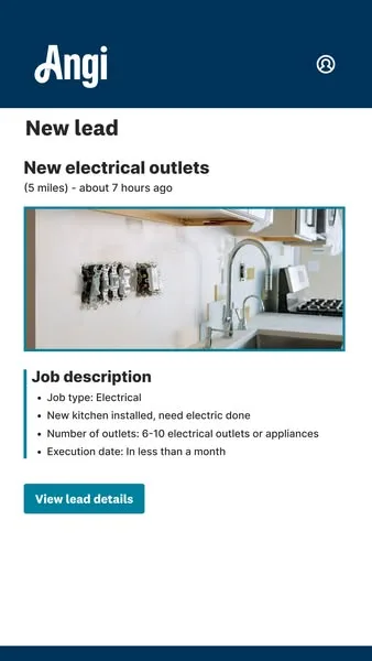 Angi static image ad: Turn high-intent renovation leads into profitable jobs. Preview customers, win more work.