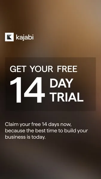 Kajabi static image ad: Your courses, coaching, and community can live in one place. Try Kajabi free for 14 days and finally launch the thing you keep talking about. The…