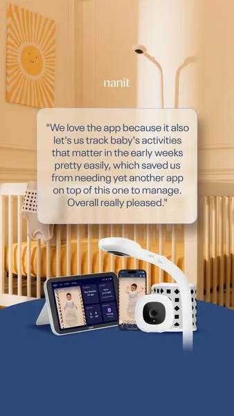Nanit static image ad: Building your baby registry? Nanit is the most-awarded smart baby monitor—thanks to features like Breathing Motion Monitoring, and personalized…