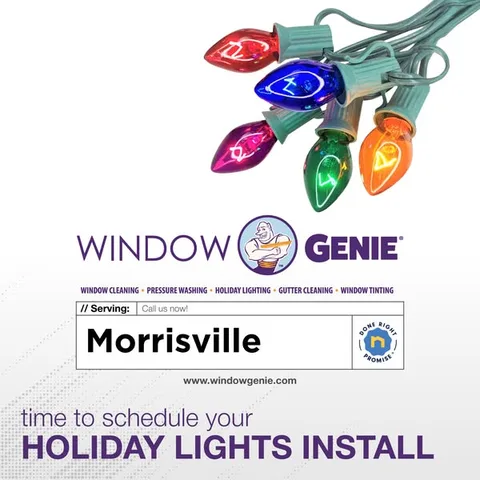 Window Genie of Princeton static image ad: Holiday lights without the hassle. Window Genie can handle the installation so you can sit back and relax. Get your holiday lighting started today.