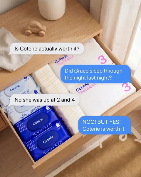 Coterie static image ad: Glamour called us the "best diapers on the market":