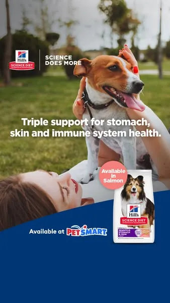 PetSmart static image ad: Science-backed nutrition for skin, digestive and immune system health. Shop now at PetSmart!