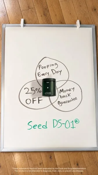 Seed static image ad: DS-01® is the 2-in-1 prebiotic and probiotic formulated with strains to improve regularity and support digestive health.° Get 25% off today.
