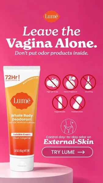 Lume Deodorant static image ad: Some deodorants rely on cheap fragrance to mask odor, but our doctor-developed formula uses premium AHA to stop odor BEFORE it even starts – for…