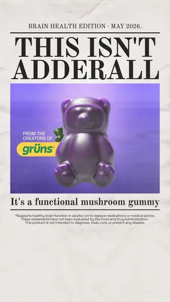 Grüns static image ad: Did you know 82% of Americans are affected by brain health issues?