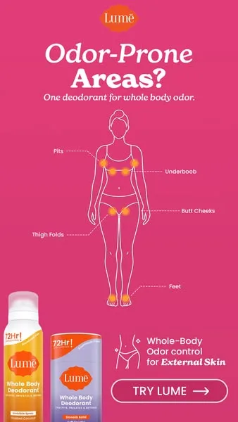 Lume Deodorant static image ad: Some deodorants rely on cheap fragrance to mask odor, but our doctor-developed formula uses premium AHA to stop odor BEFORE it even starts – for…