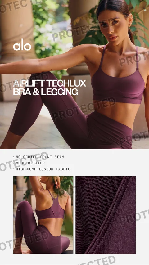 Alo Yoga static image ad: The latest Airlift set is engineered for your most intense workouts.