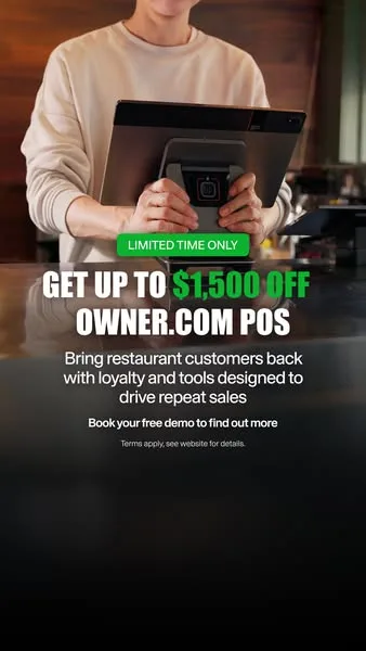 Owner.com static image ad: Most POS systems just take your order. Owner.com's POS helps you keep the customer. Build loyalty, drive repeat visits, and grow your sales, all…
