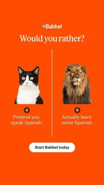 Babbel static image ad: Start speaking in as little as 3 weeks! 🏆