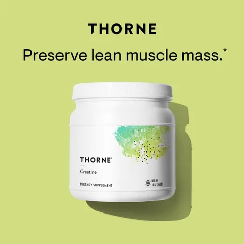 Thorne static image ad: Losing weight? We can help you do it better. Maintain muscle mass with creatine, one of the most well-studied supplements on the market.* #onlyThorne