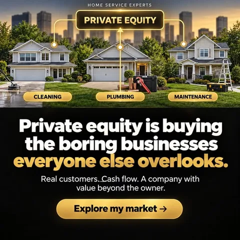 Parker Smith static image ad: Private equity firms have tripled their acquisitions of home service businesses in the last five years. They're buying them because the demand is…
