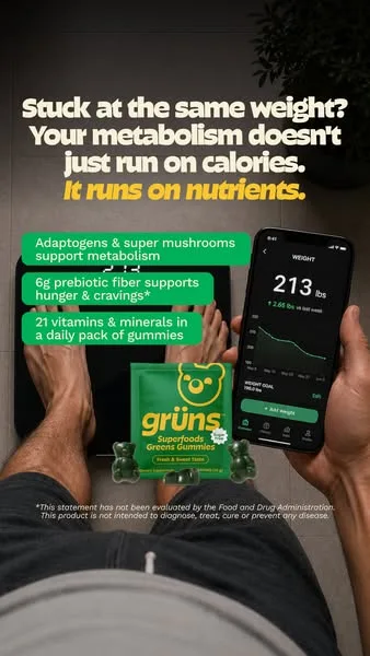 Grüns static image ad: Struggling to get enough nutrients while losing weight?
