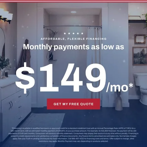 West Shore Home static image ad: Your bathroom, handled by people who actually work for us. Every West Shore Home® installer is a W-2 employee, background-checked, trained, and…