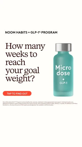 Noom static image ad: Noom’s goin’ Micro to help you become the health GOAT. Microdose GLP-1s starting at $79. Start now!