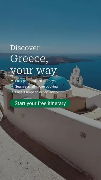 Tourlane static image ad: See it all: Europe’s icons and hidden gems, from France to Greece. Custom trips planned by local European experts, exactly how you dream it.