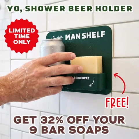 Dr. Squatch static image ad: FREE MAN SHELF + 32% OFF | Limited Supply🚨