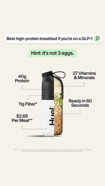 Huel static image ad: 📊 We asked people to add Huel to their routine for 6 weeks.