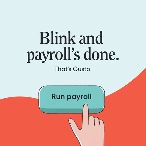 Gusto static image ad: Payroll this easy almost feels like cheating. With Gusto, one click handles everything, accurately and on time.